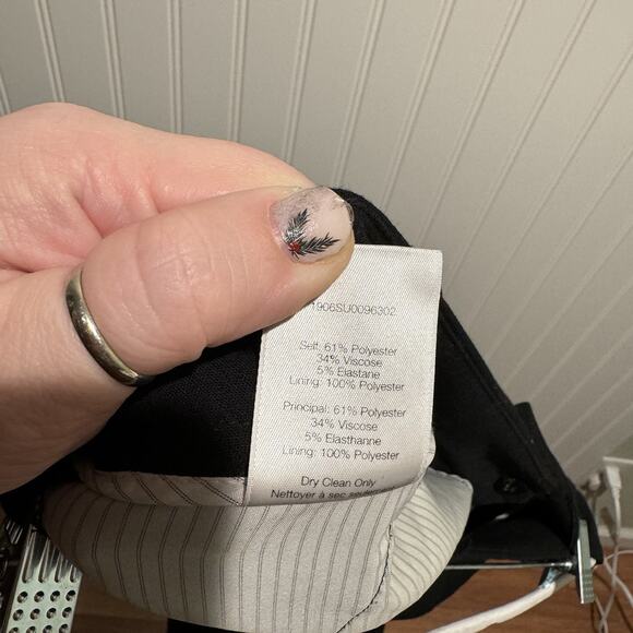 Veronica Beard Kean Slim Leg Pants Black Front Seams Size 12 - Picture 6 of 6